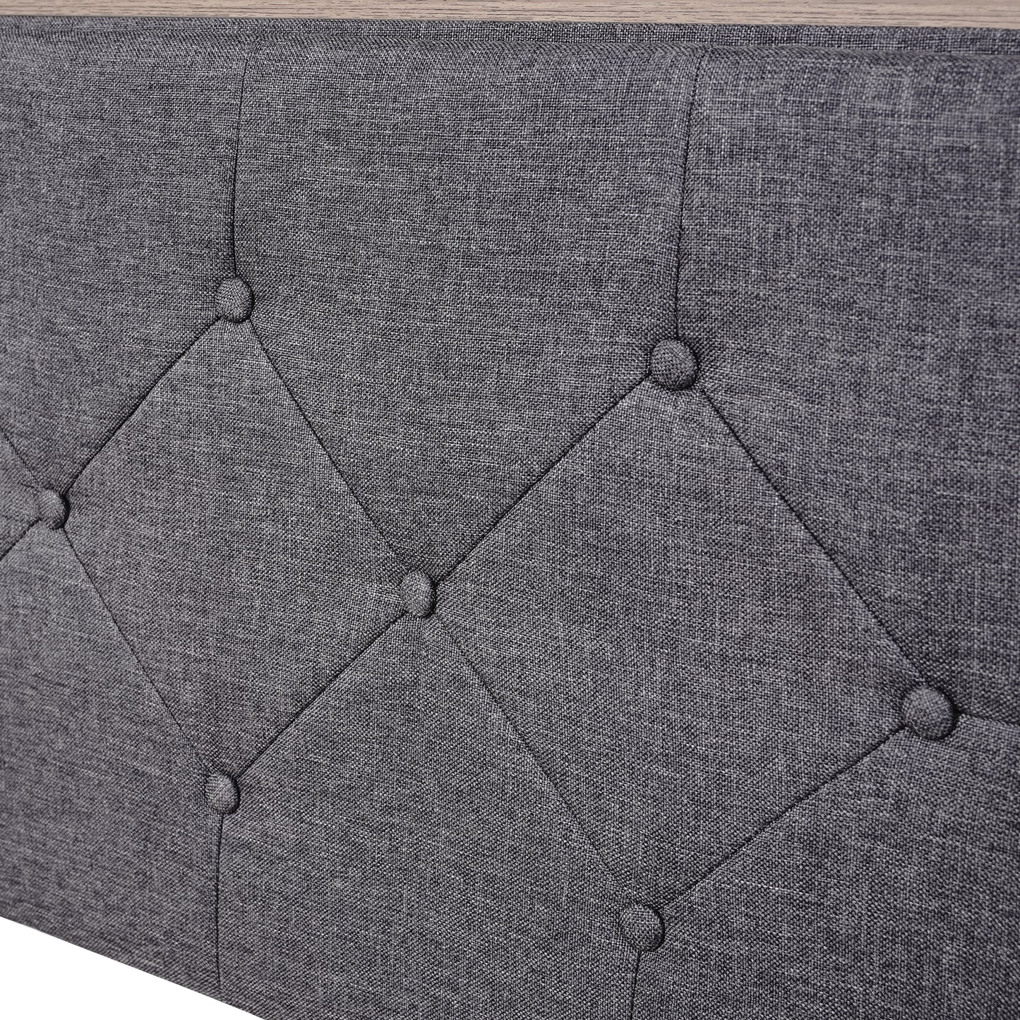 upholstered bed with storage headboard, led, usb charging and 2 drawers