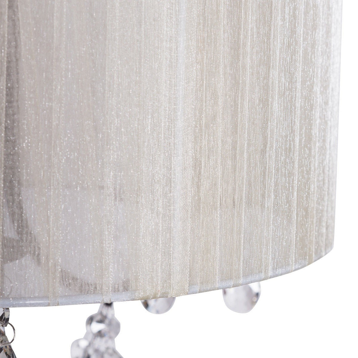 elegant sheer shade floor lamp w/ hanging crystal led bulbs