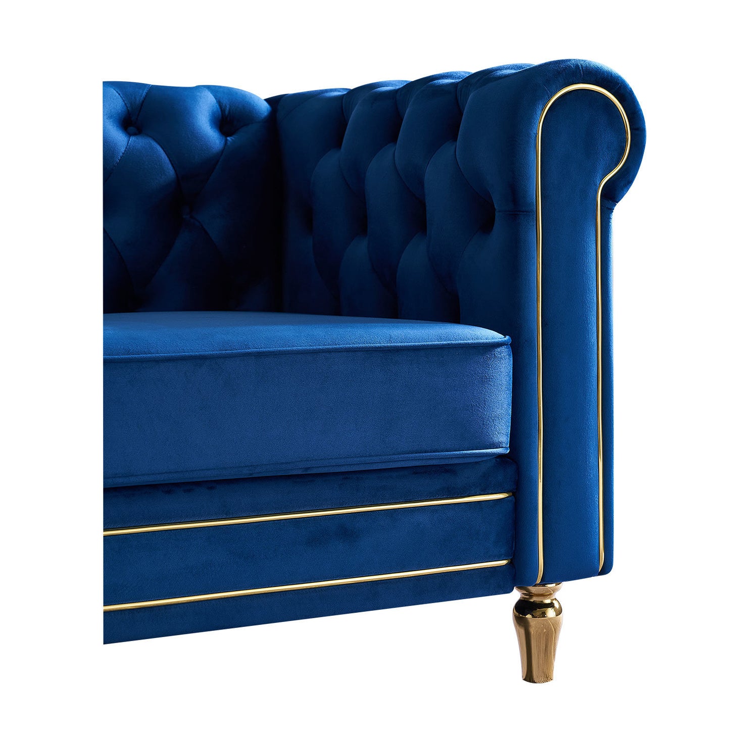 chesterfield velvet sofa, blue