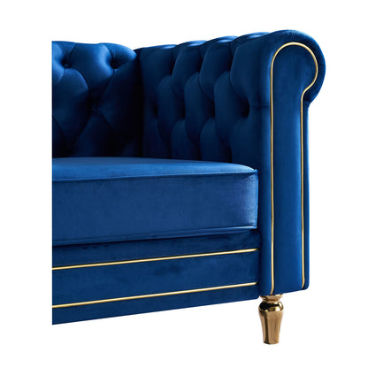 Chesterfield Velvet Sofa, Blue
