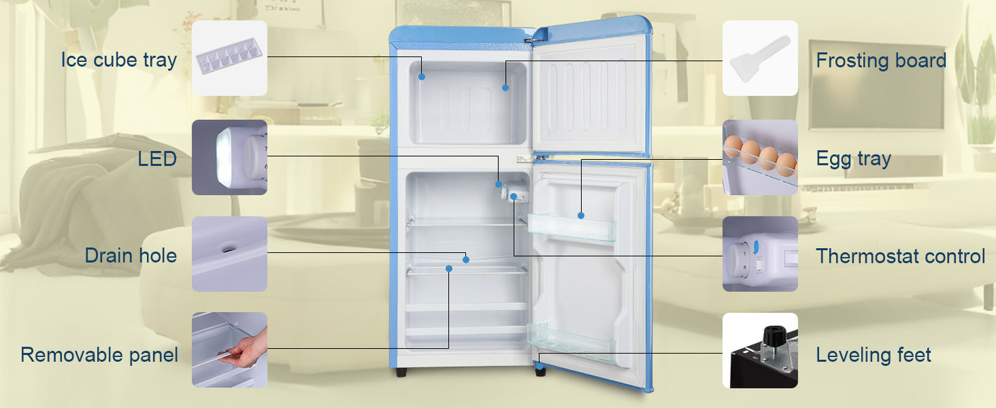 krib bling 3.5cu.ft compact refrigerator mini fridge with freezer