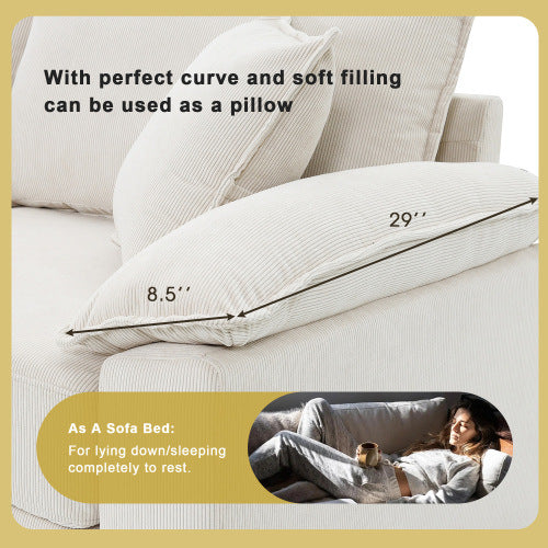 emily u shaped couch with armrest bags