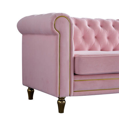 Chesterfield Velvet Sofa, Pink