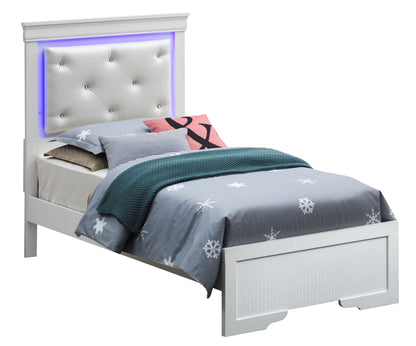 Lorana Twin Bed , Silver Champagne