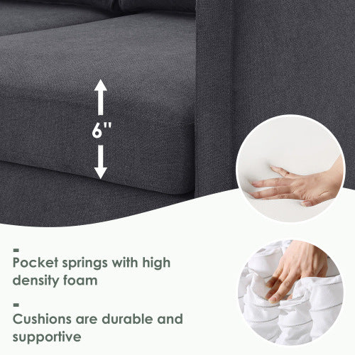 terry 5-seat couch set with chaise with 3 pillows