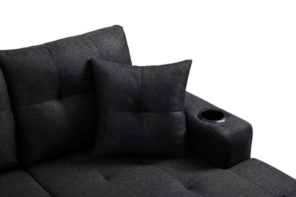 Right Sectional Sofa with footrest, Black