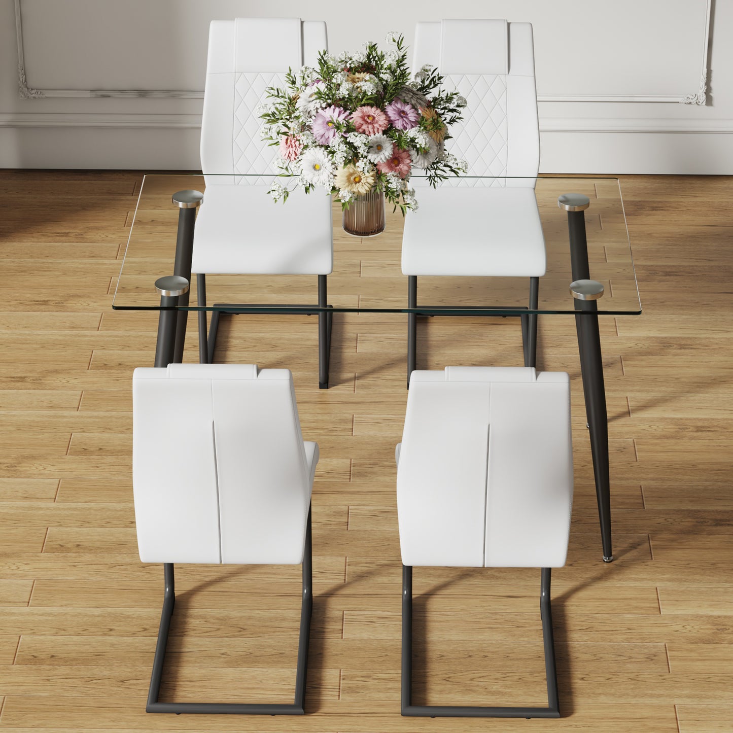 holli dining table set, white