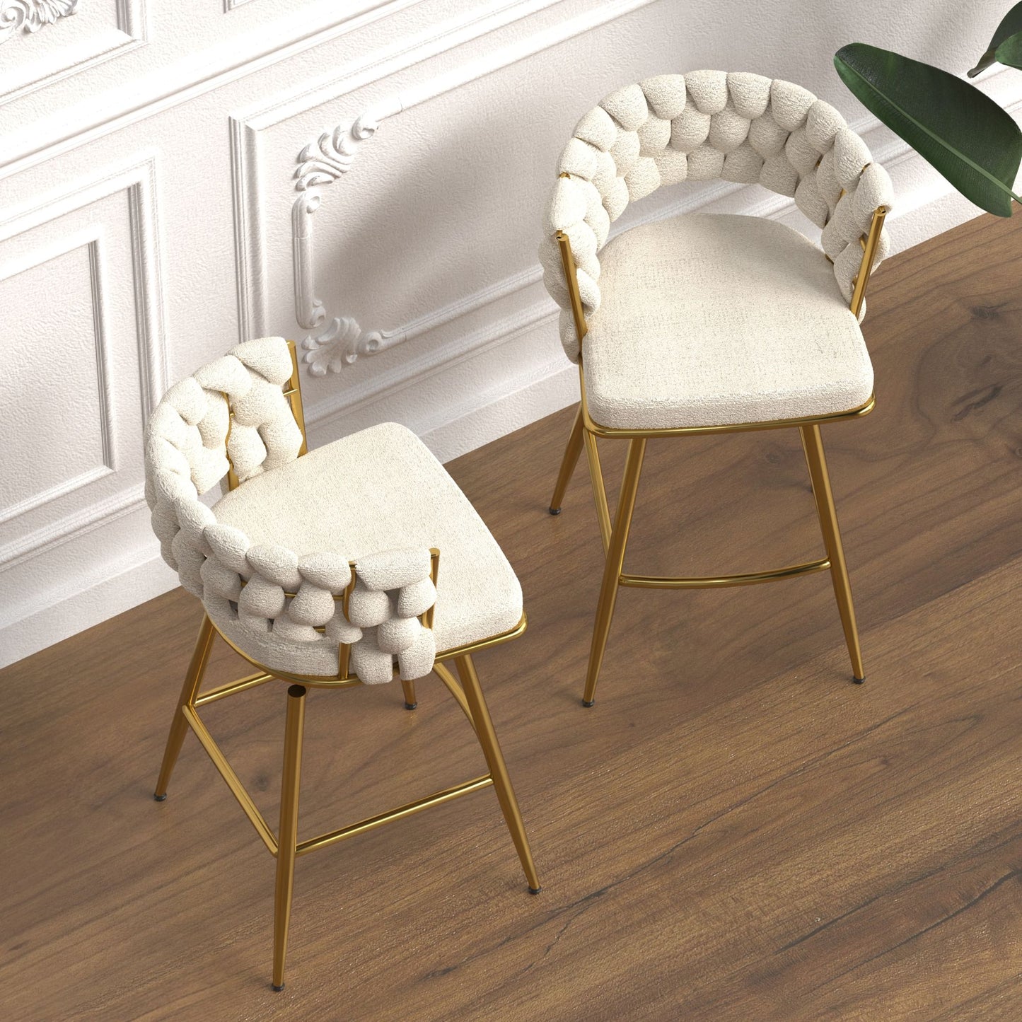 bar chair toweling woven bar stool set of 4, white