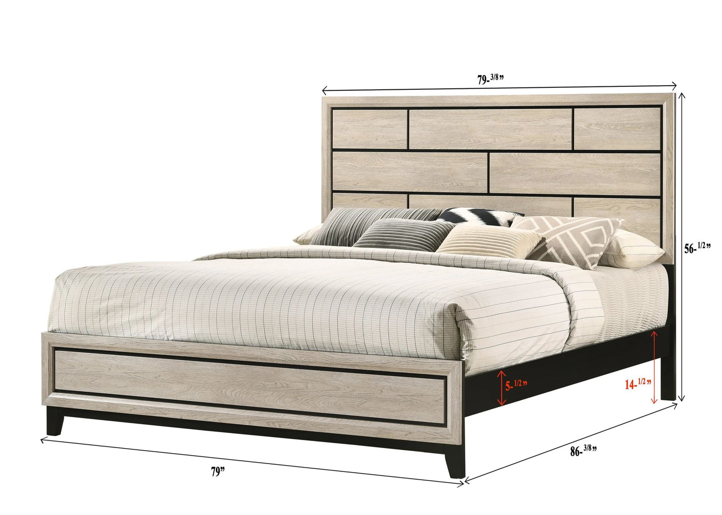 geometric drift wood chalk king size bed