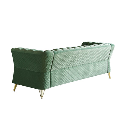 Modern Tufted Velvet Sofa, Mint Green