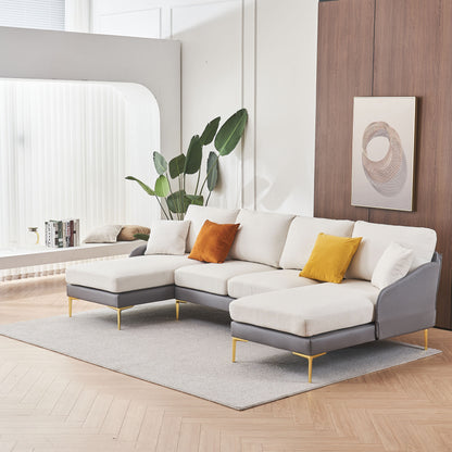Holly Comfy Sectional, Gray+White