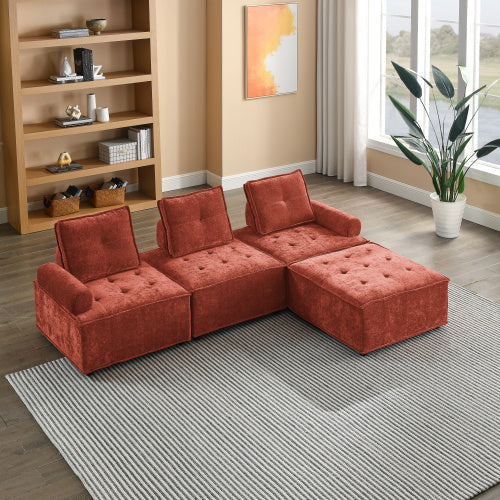 Chenille L-Shape Modular Sectional Sofa
