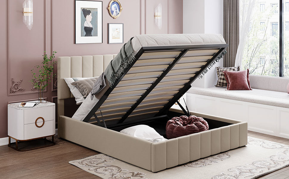 queen size upholstered platform bed with a hydraulic storage system - gray queen size upholstered platform bed with a hydraulic storage system - gray queen size upholstered platform bed with a hydrau