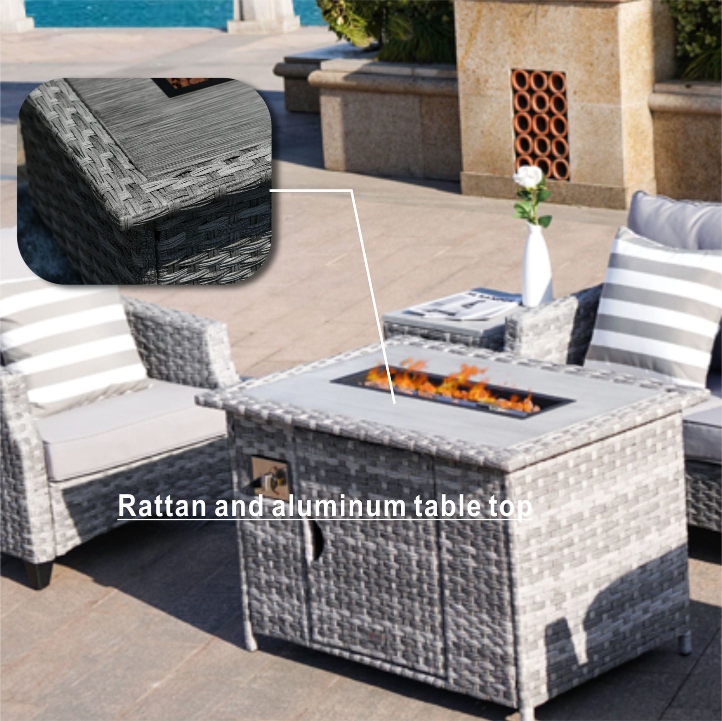 direct wicker fire pit table with chair rattan wicker sofa set