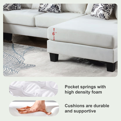 Elegant Velvet Corner Couch with Lots of Pillows