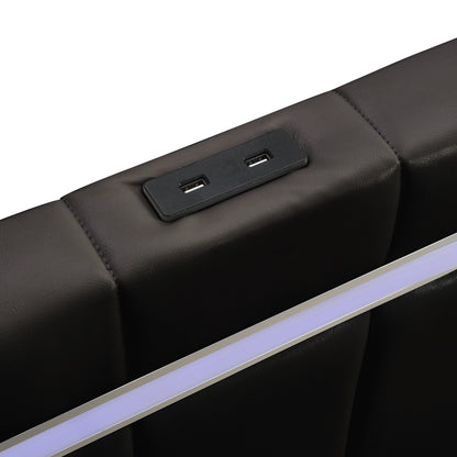 Floating Bed Frame with LED Lights and USB Charging #3