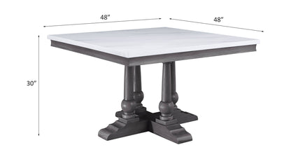 ACME Yabeina Square Dining Table , Marble Top & Gray Oak Finish