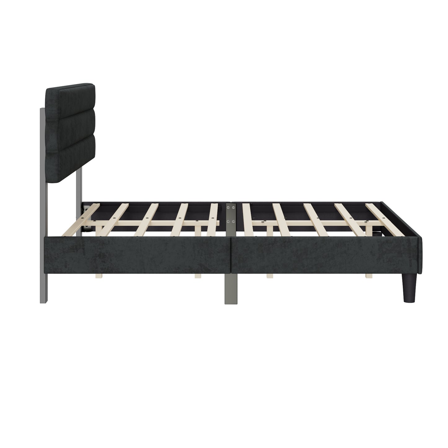 rudy queen bed frame with headboard, dark grey