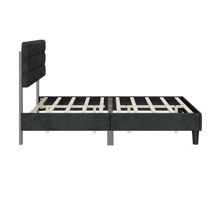Rudy Queen Bed Frame with Headboard, Dark Grey