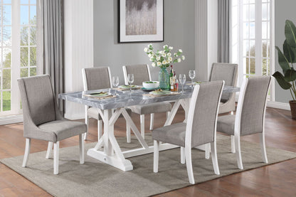 ACME Hollyn Dining Table, Engineering Stone & White Finish