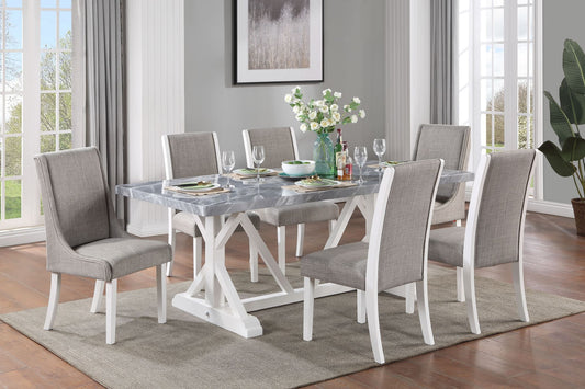 ACME Hollyn Dining Table, Engineering Stone & White Finish
