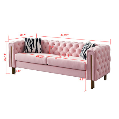 Chesterfield Modern Tufted Velvet Sofa, Pink