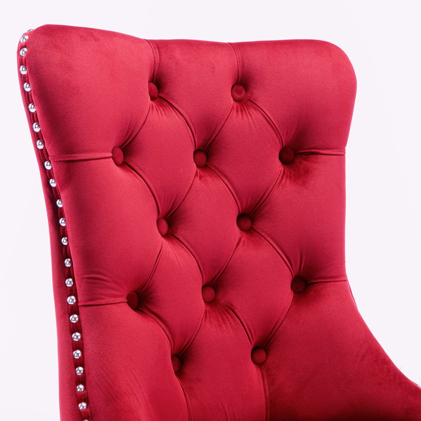 nikki collection modern high-end tufted dining chairs 2-pcs set, wine red