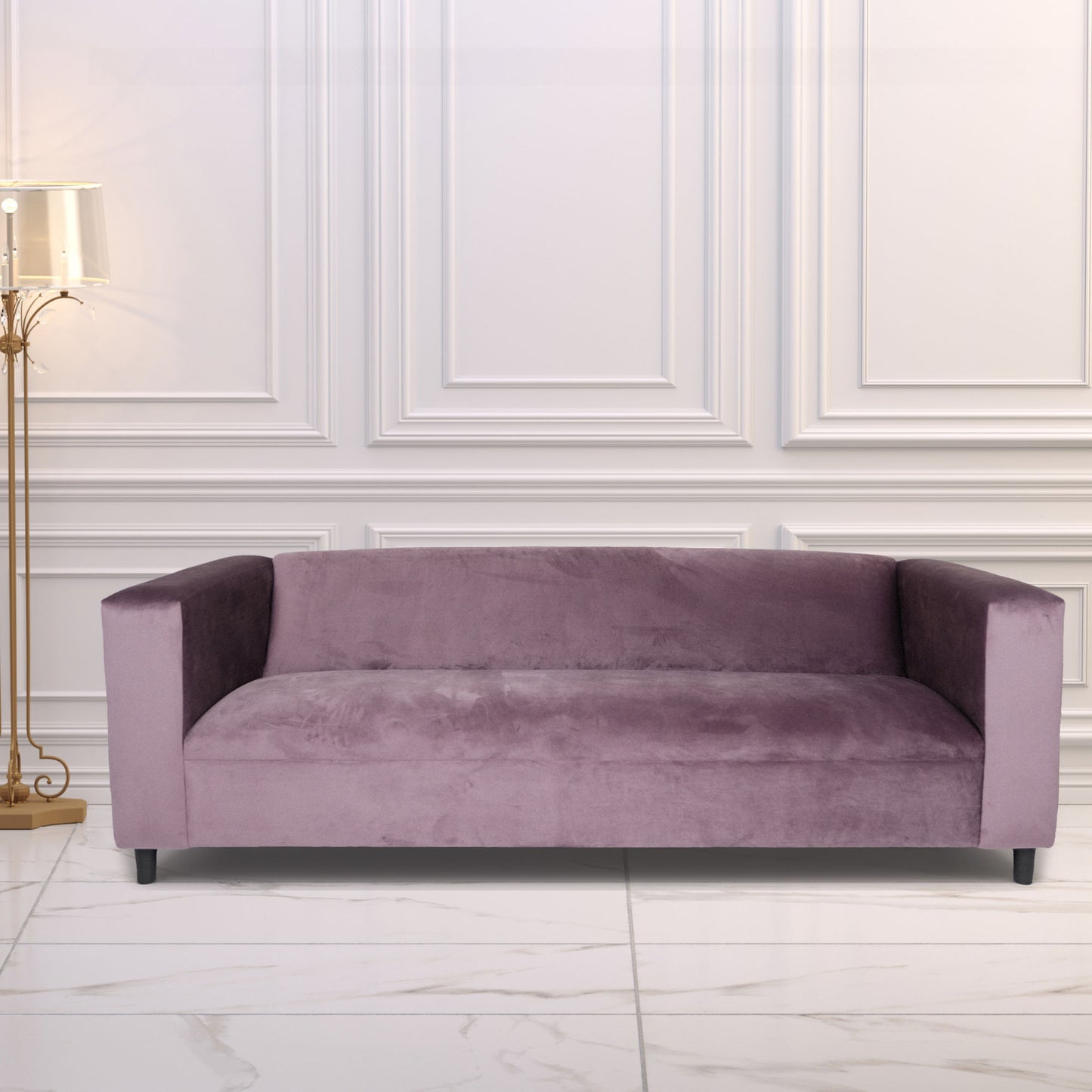 ava velvet sofa, lavender