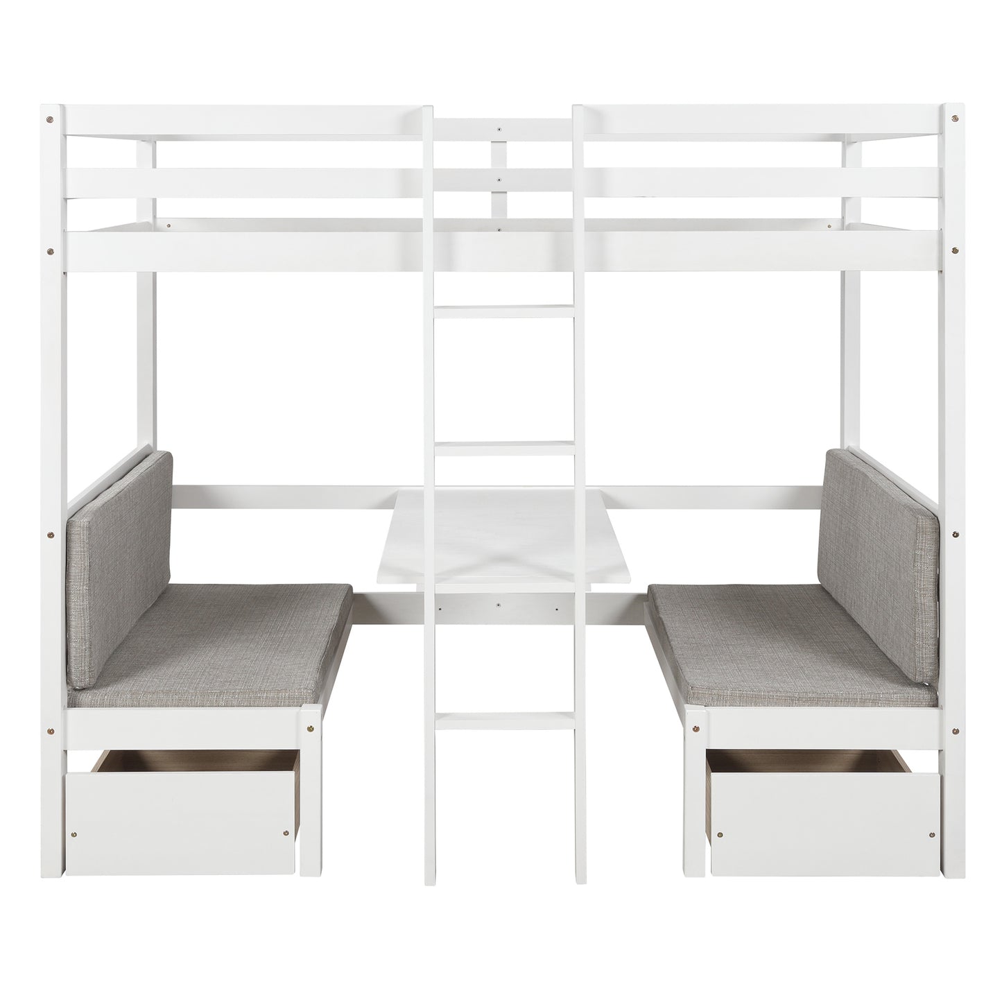 functional loft bed twin size,white