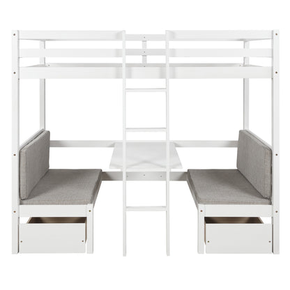 Functional Loft Bed Twin Size,White