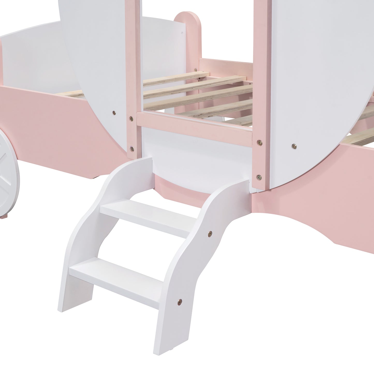 princess carriage bed with crown ,white+pink