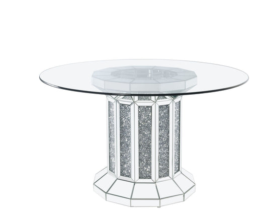 ACME Noralie Dining Table, Mirrored & Faux Diamonds