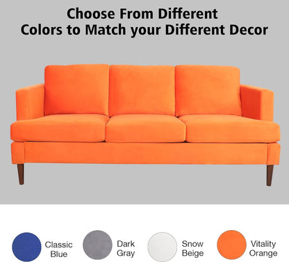 Velvet Tufted Couch, Orange