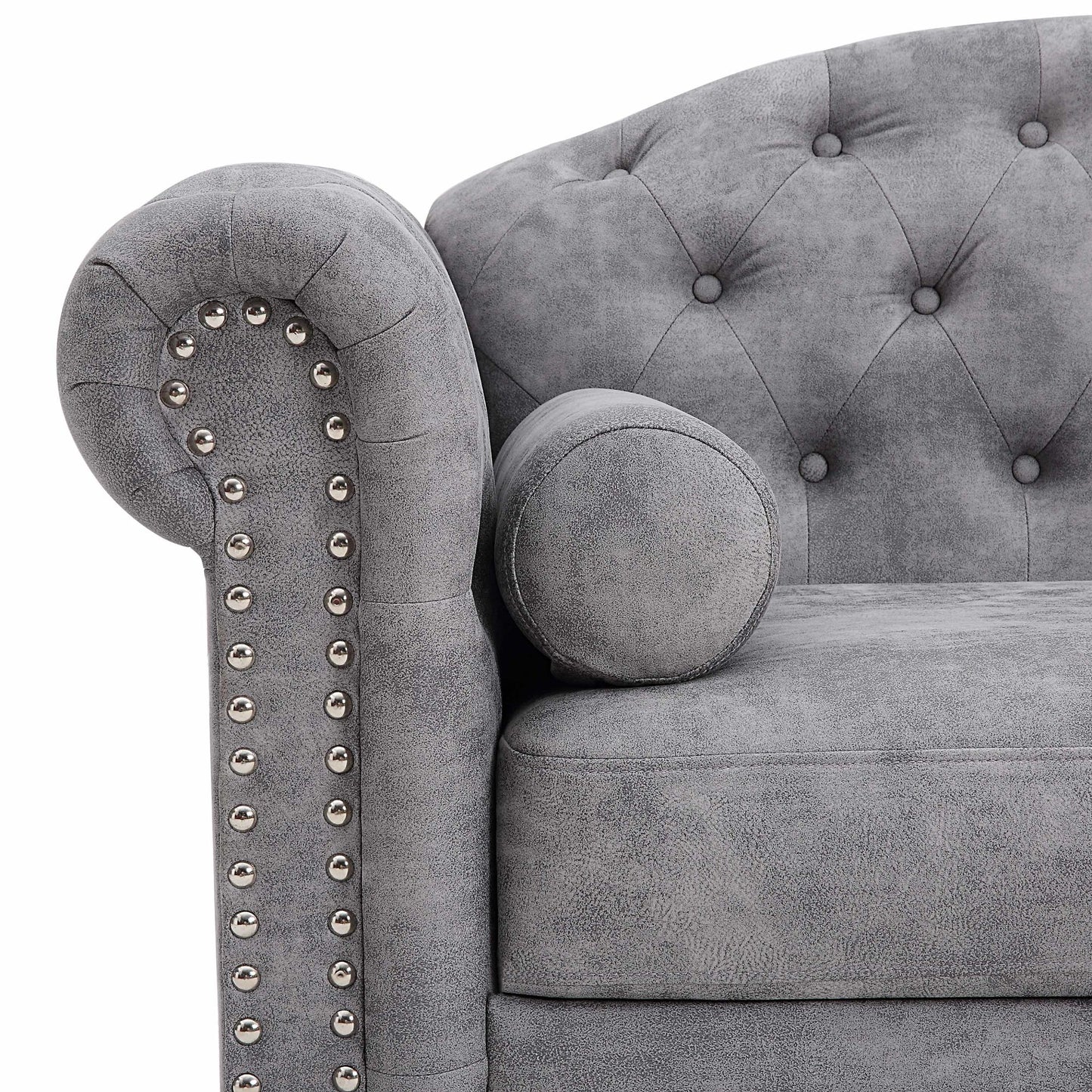 classic traditional l upholstered sofa, grey