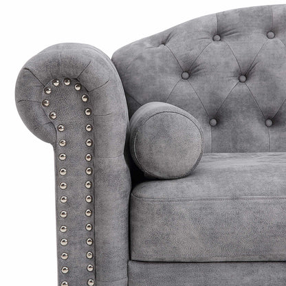 Classic Traditional L Upholstered Sofa, Grey