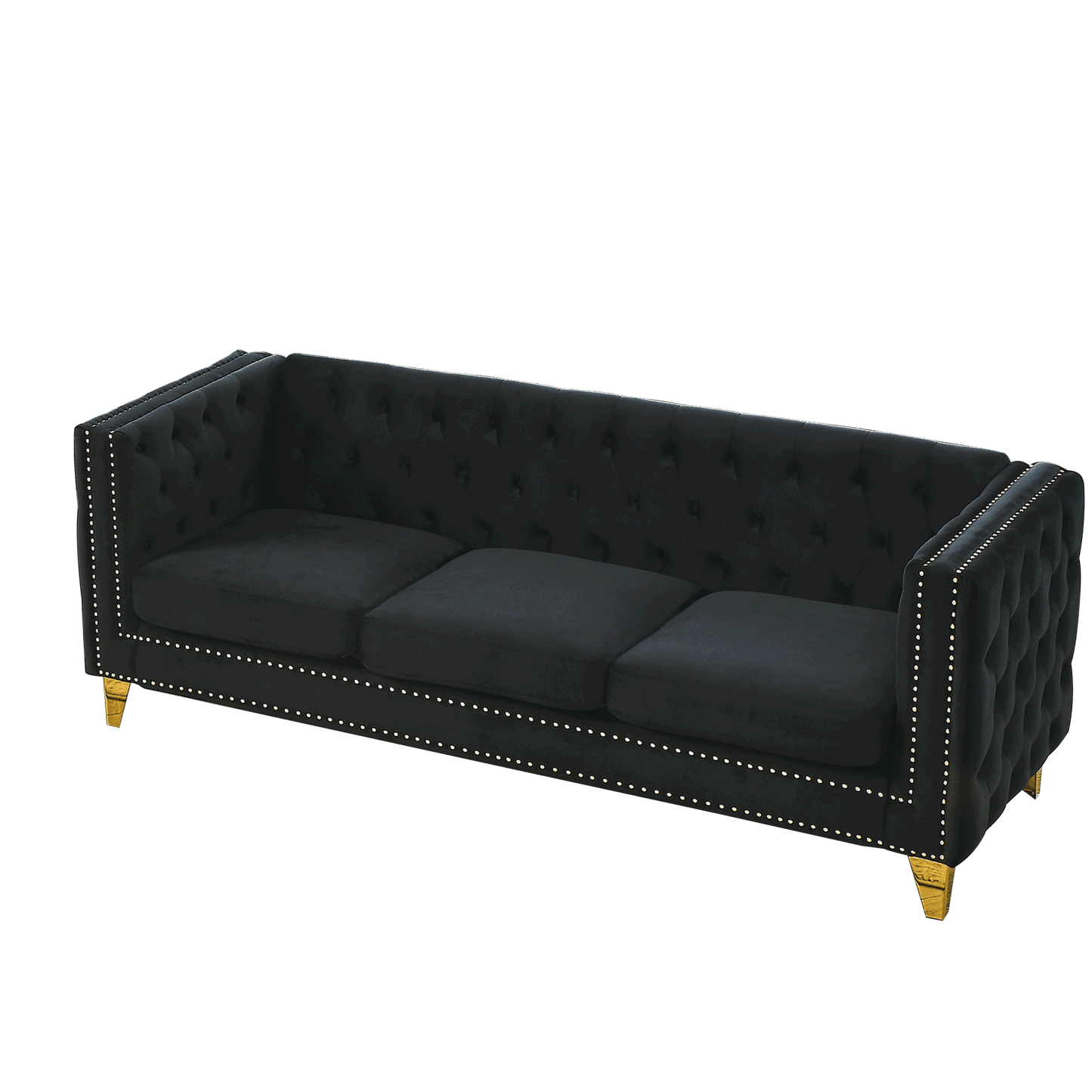 3-seater + 2-seater combination sofa, black velvet