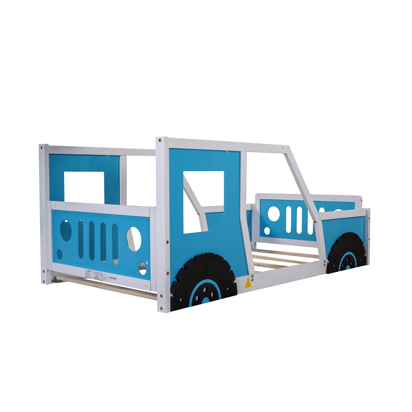 twin size classic car-shaped platform bed with wheels