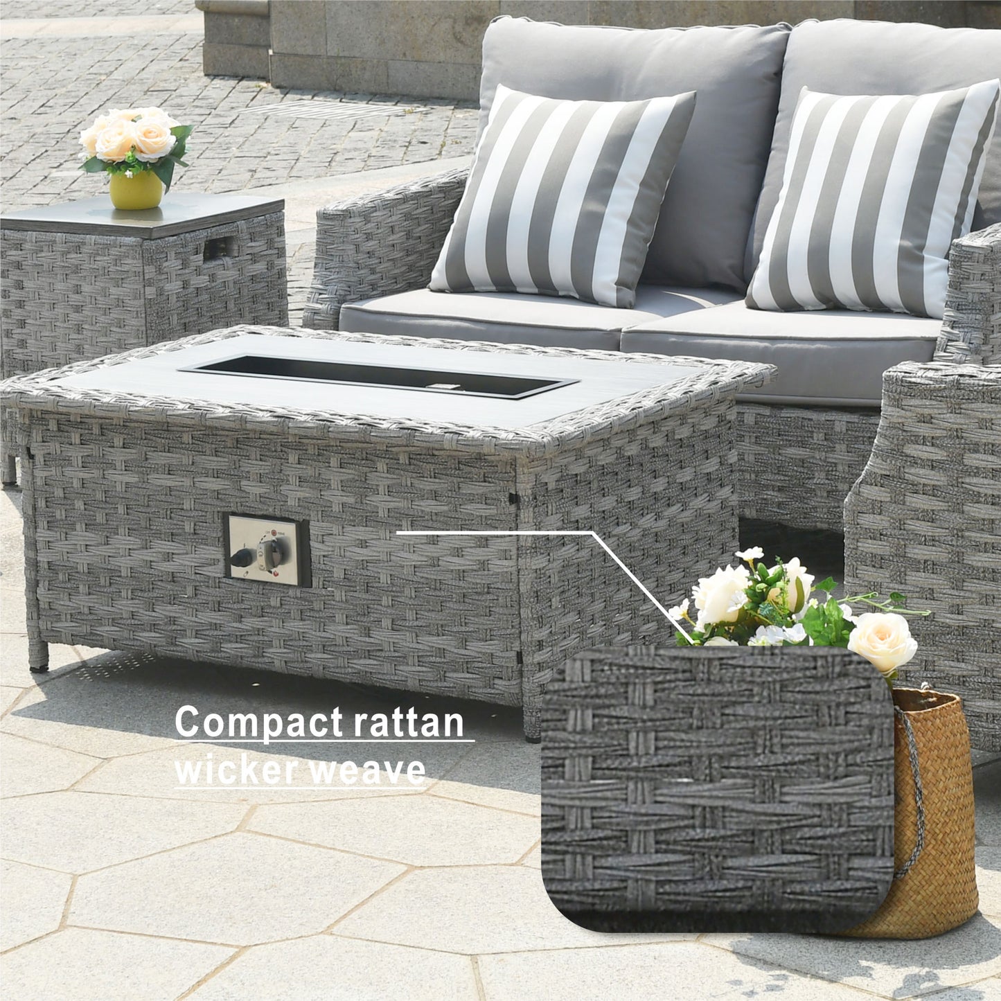 direct wicker fire pit table with chair rattan wicker sofa set