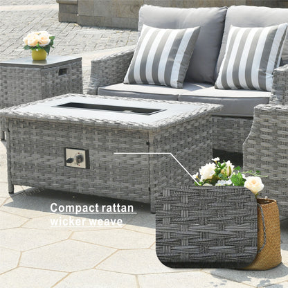 Direct Wicker Fire Pit Table With Chair Rattan Wicker Sofa Set