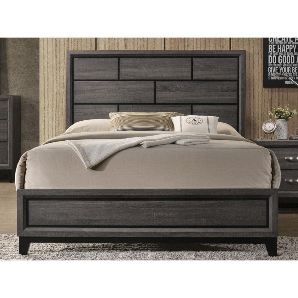 acme valdemar queen bed in weathered gray