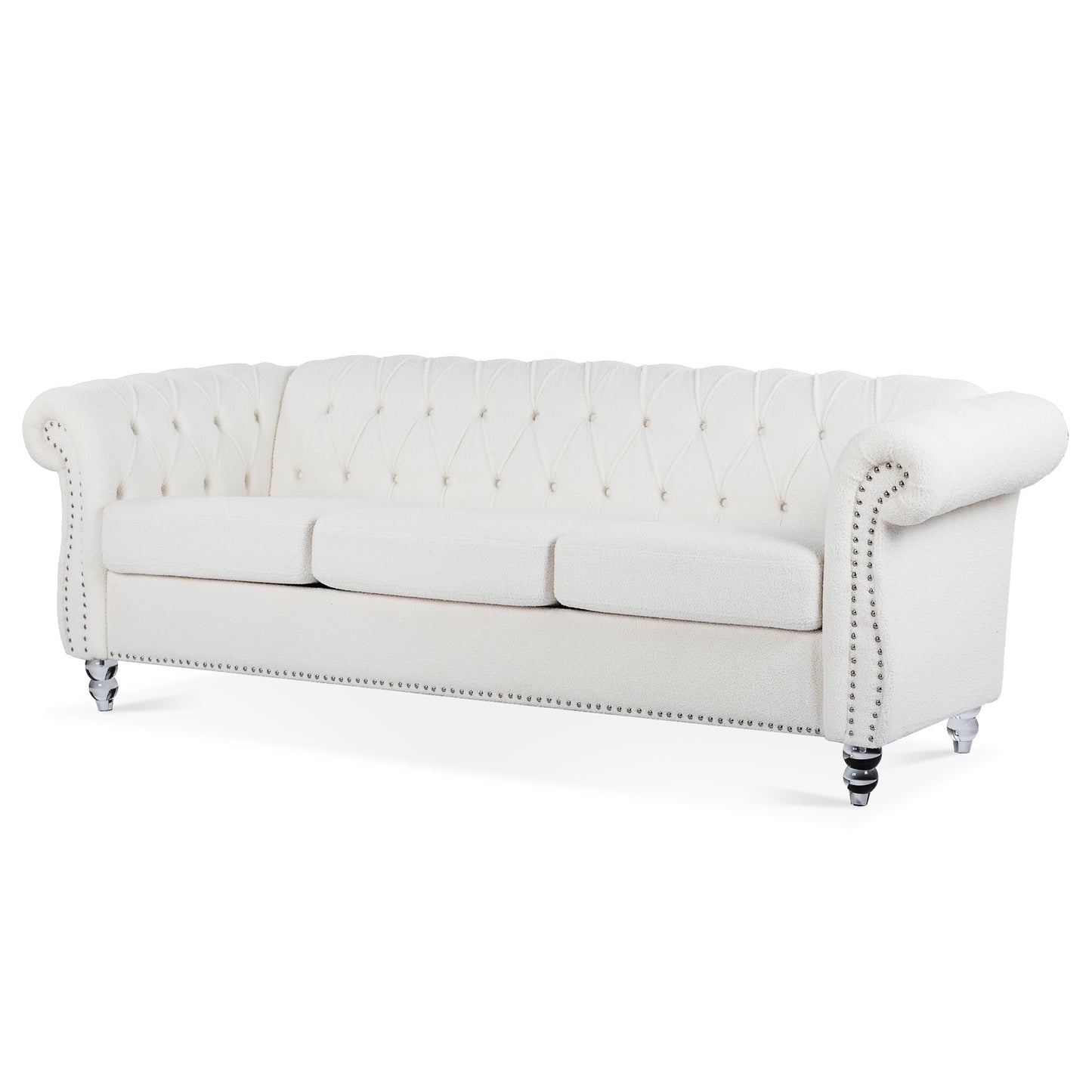 84.65" rolled arm chesterfield 3 seater sofa