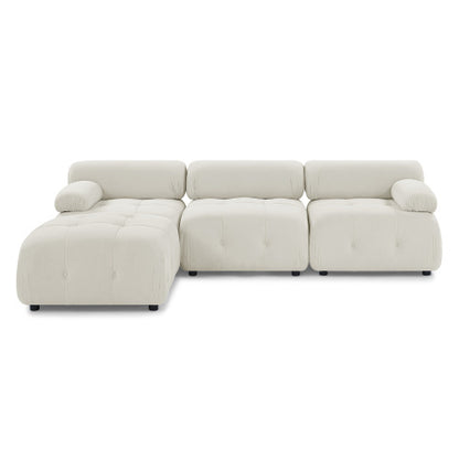 Button Tufted Modular Sectional Sofa, Navy Velvet