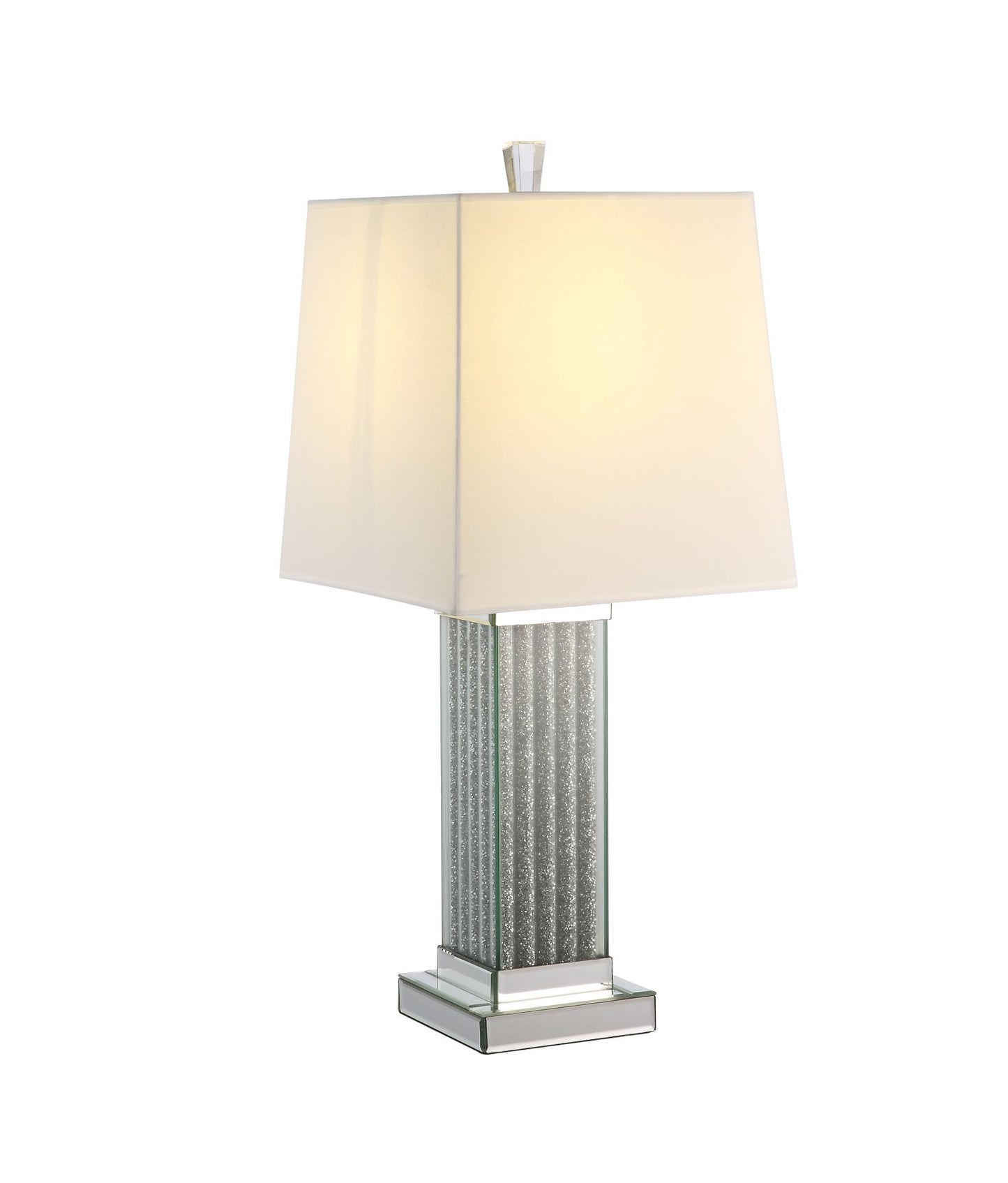 acme noralie table lamp, mirrored & faux stones