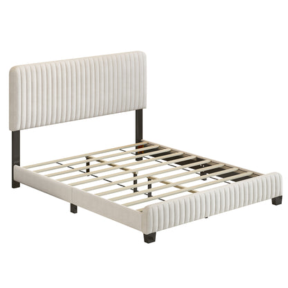 Emily Upholstered Platform Bed,Beige
