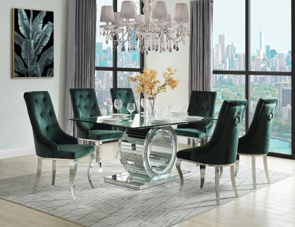 ACME Noralie DINING TABLE Mirrored & Faux Diamonds