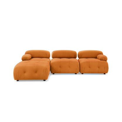 Button Tufted Modular Sectional Sofa, Navy Velvet