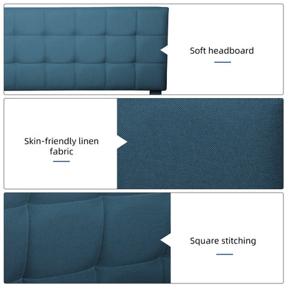 Square Upholstered Platform Bed with Lights Square Stitched