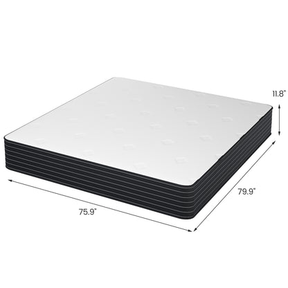 Memory Foam Hybrid King Size Mattresses in a Box with Individual Pocket Spring Breathable Comfortable for Sleep Supportive and Pressure Relief