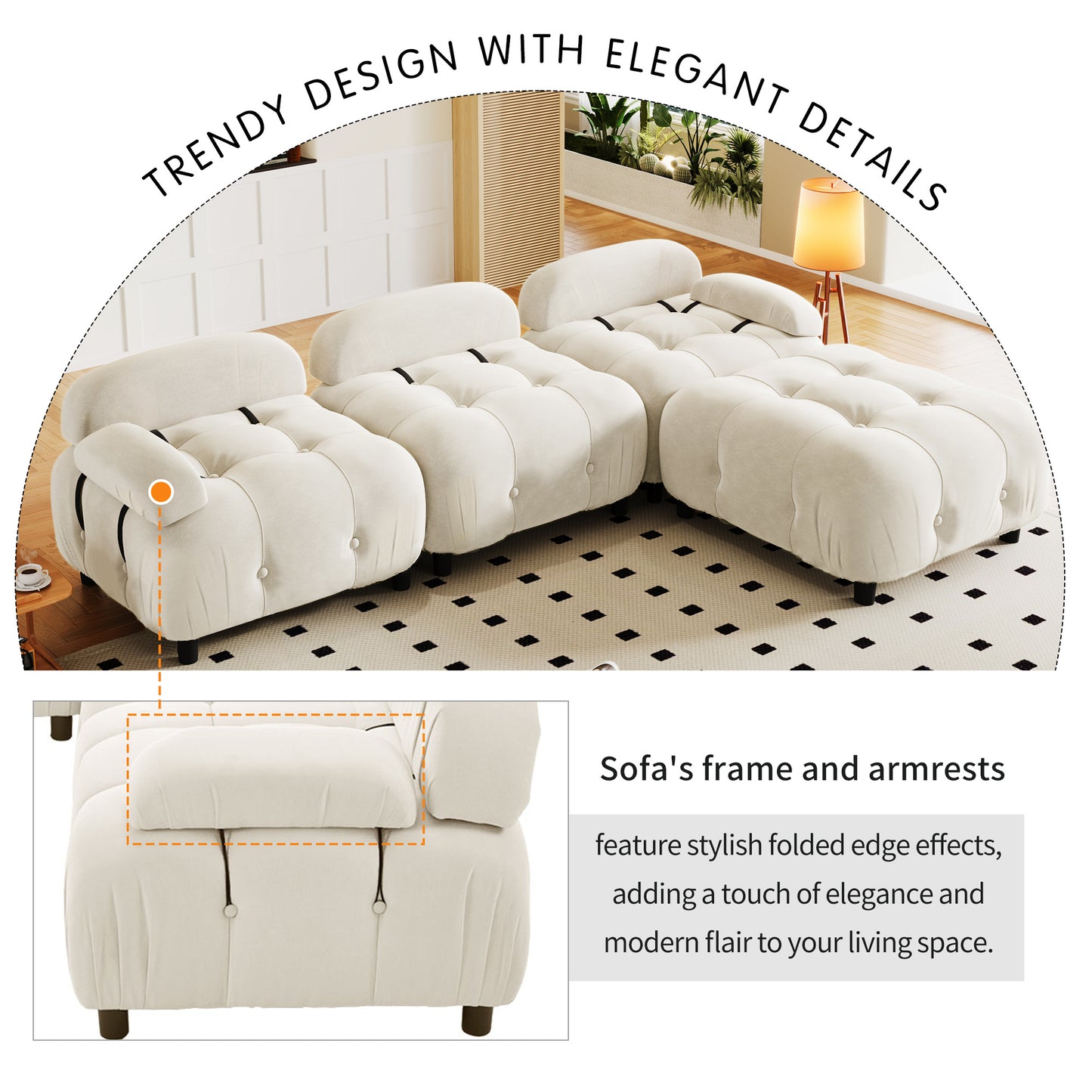 u_style upholstery modular convertible sectional sofa