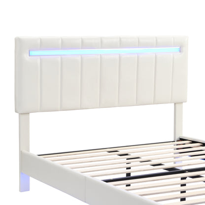 Floating Bed Frame with LED Lights and USB Charging #3